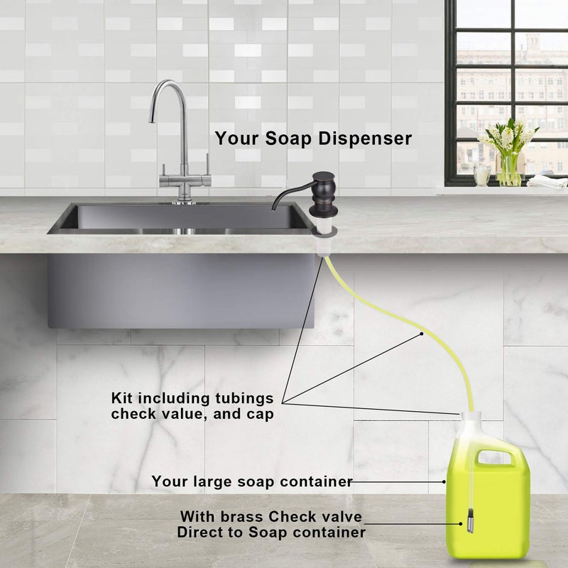 SAMODRA Soap Dispenser for Kitchen Sink, Brass Pump Head Oil-Rubbed Bronze Finish Built in Design with 39â€ Extension Tube Directly to Soap Bottle, No More Messy Refills(No Bottle) - Image 5